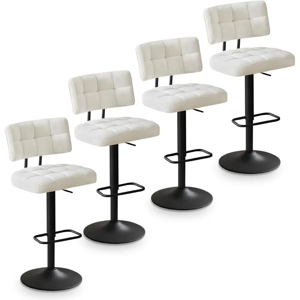 

Adjustable Swivel Bar Stools Set of 4, Linen Fabric, Counter Height with Backrest, Beige