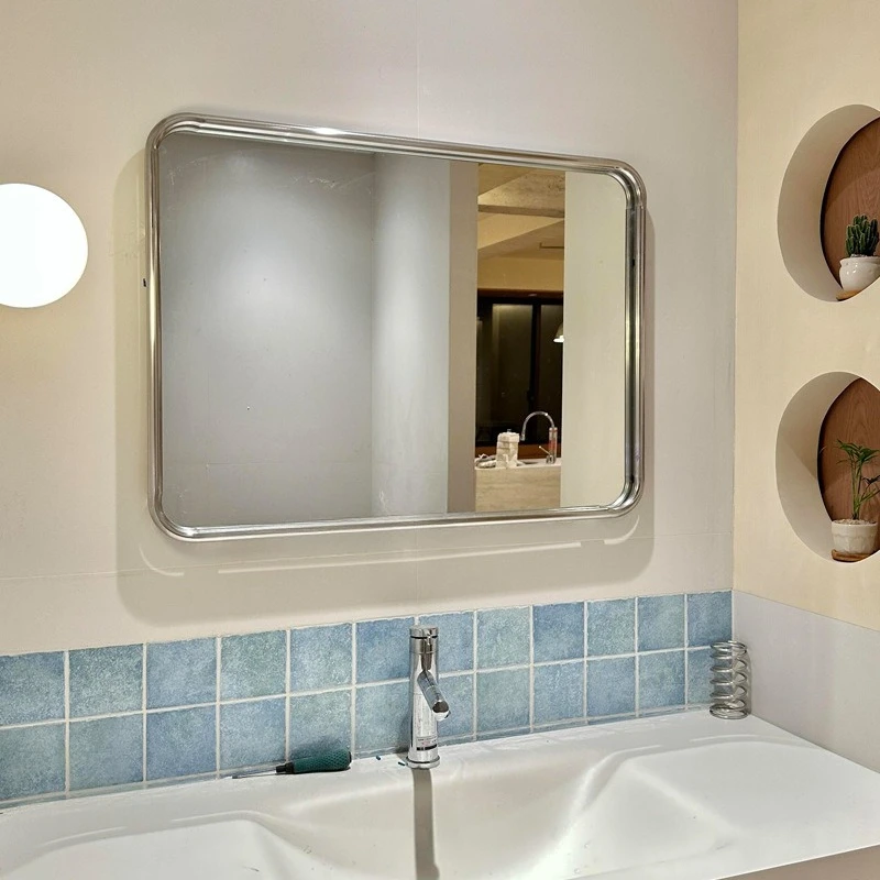 Simple stainless steel bathroom , toilet mirror, wall-mounted toilet , makeup  household mirror cabinet frame