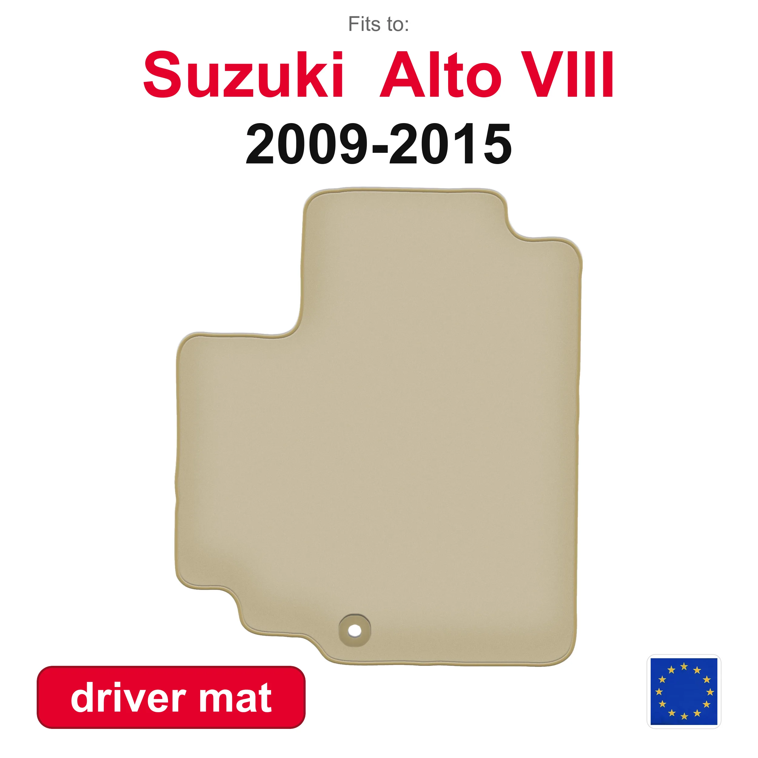 PREMIUM Fahrer-Autoteppich für Suzuki Alto VIII Schrägheck (2009-2015) – Beige, passgenau (1 Stück)