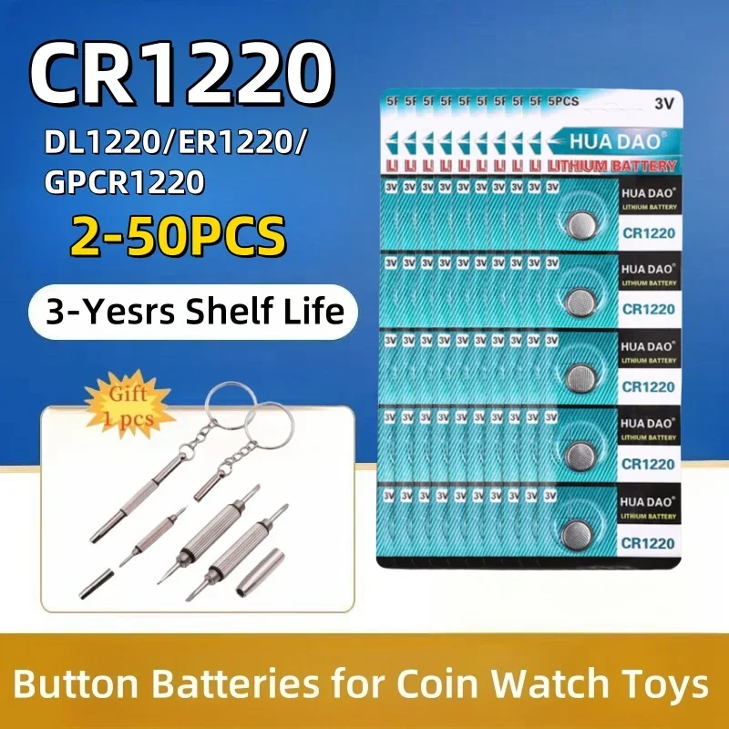 2-50Pcs High Capacity CR1220 Batteries 3V Lithium Coin Cell Fit for Watches healthcare Devices Calculator