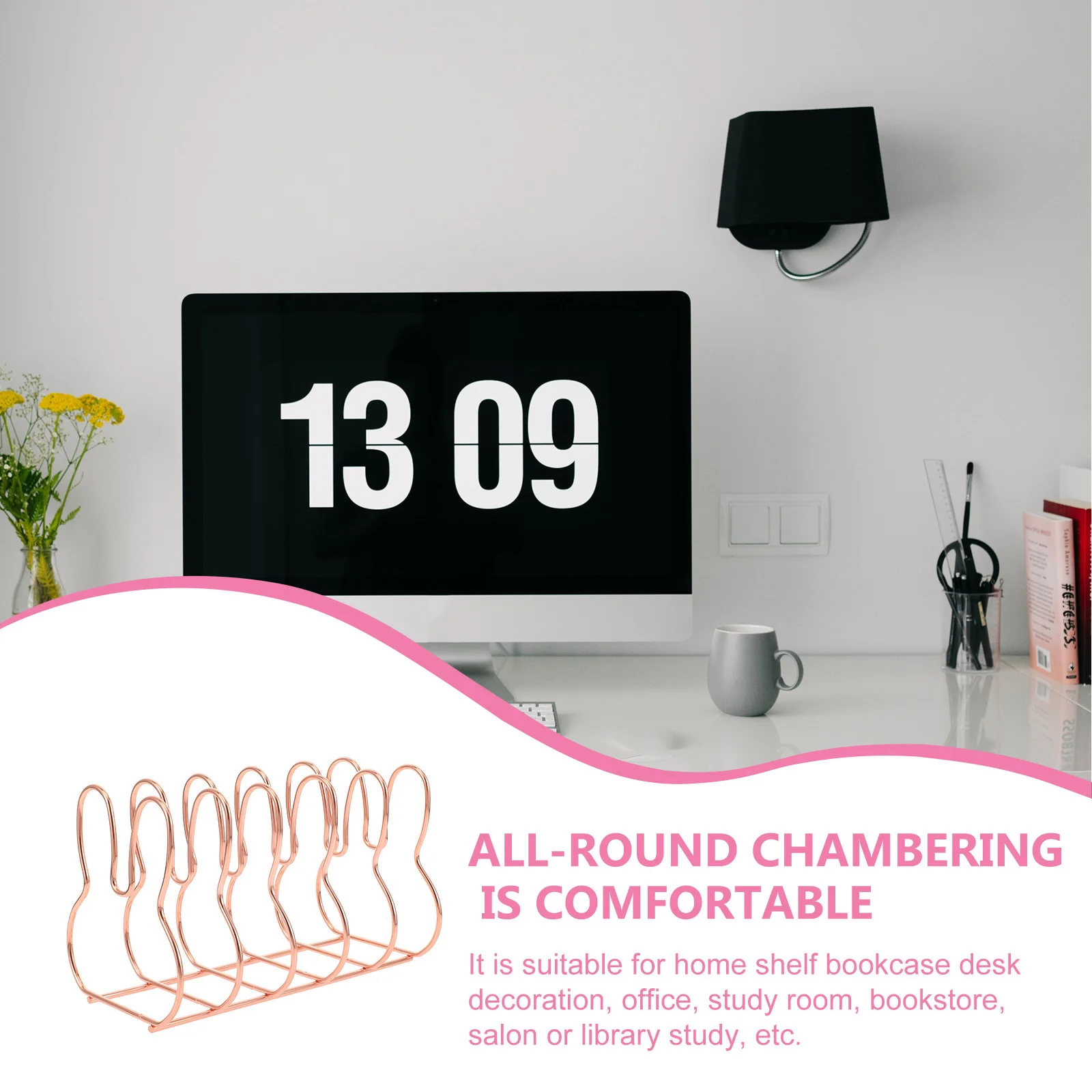 

Organizer Desktop Book Organizer Iron Book Stand For Books Magazines Cds Documents Bookends Study Room Decor