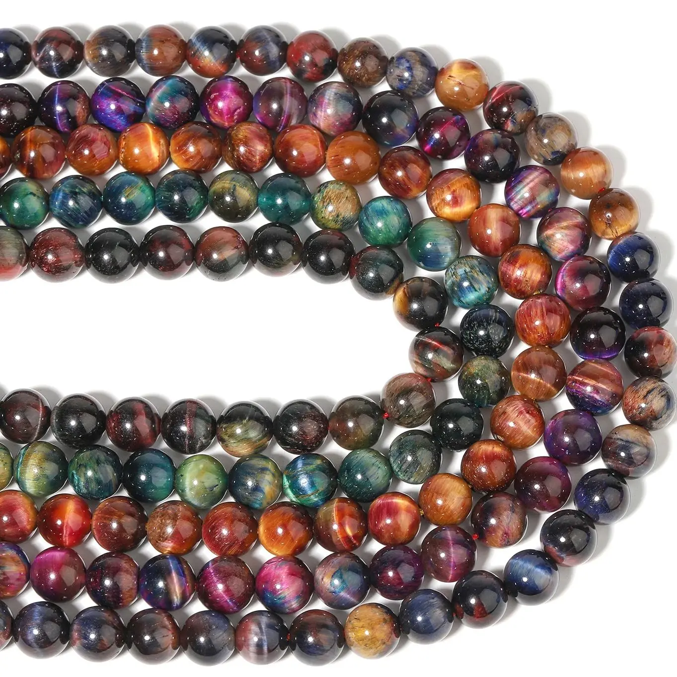 6/8/10mm Natural Tiger Eye Stone Colorful Bicolor Beads Loose Round Beads Charms Fashion Jewelry Making DIY Bracelet Accessories