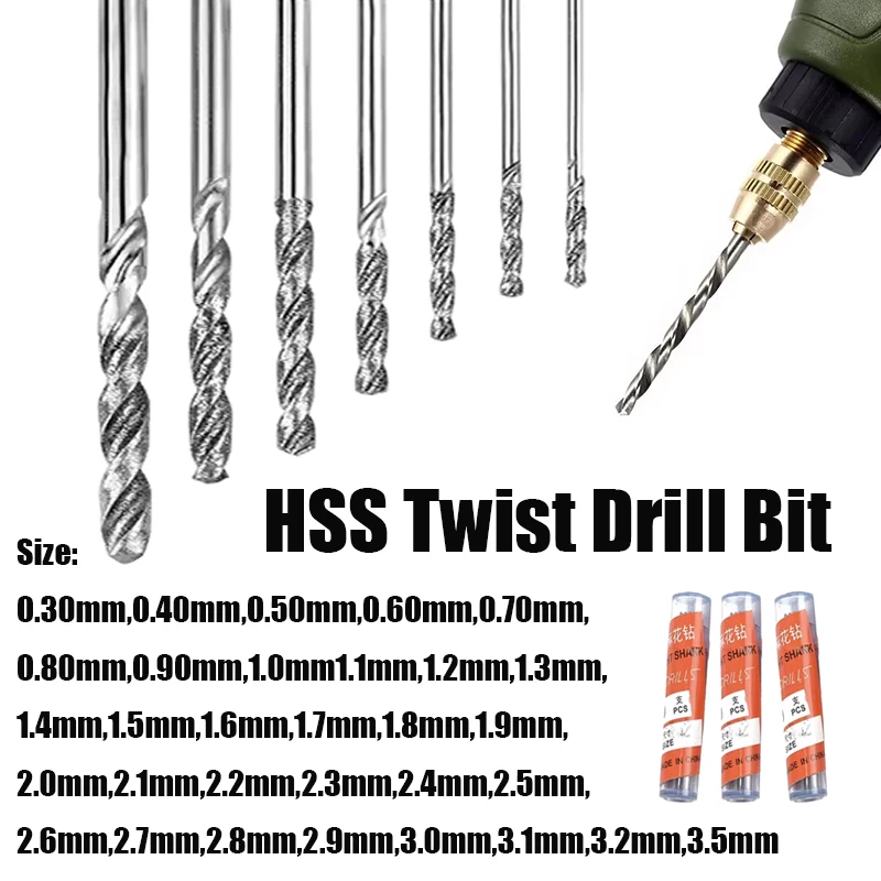 10 Stück 0,5-3,2 mm HSS Mini-Bohrer mit geradem Schaft, Mikro-Bohrer mit geradem Schaft für Drehwerkzeug und elektrische Handbohrmaschine