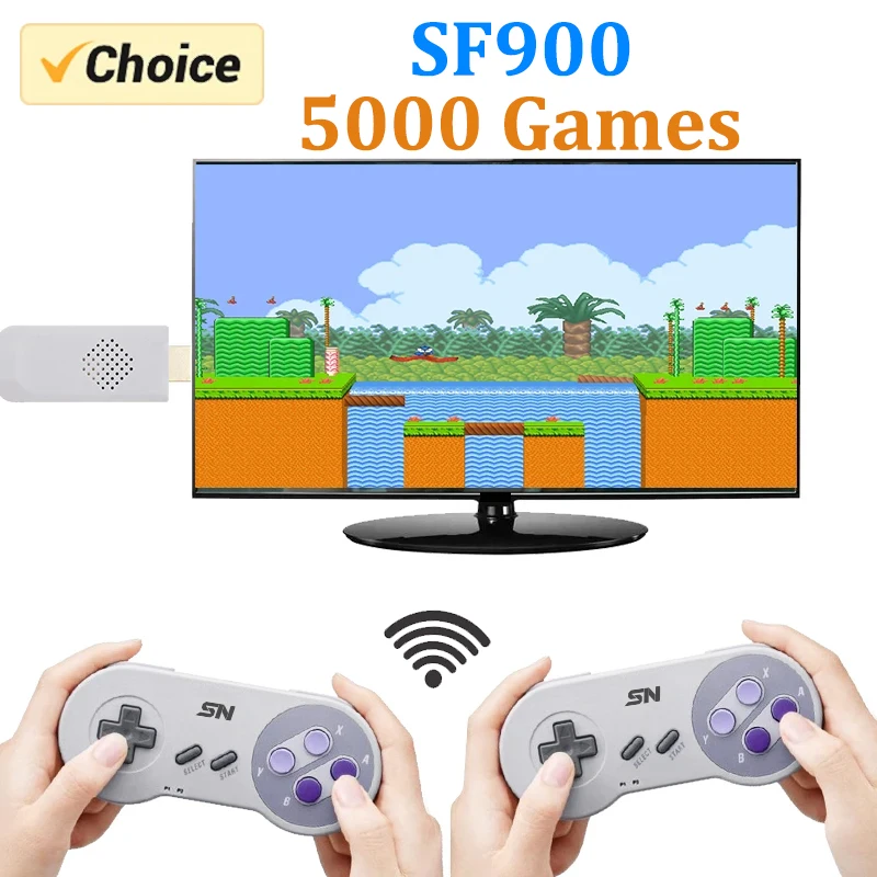 SF900 Console for Super Nintendo 16 Bit Game Stick 5000 Retro Games HD Video Game Consoles for NES SNES Wireless Controller