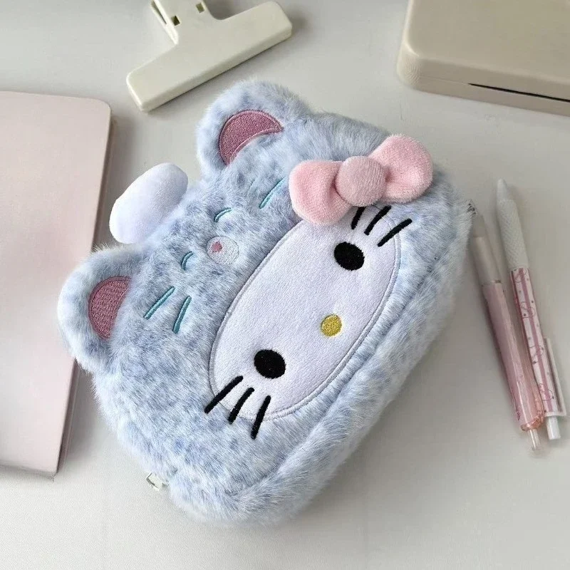 Hello Kitty Cosmetic Bag New Plush Cosmetic Pouch Cartoon Makeup Clutch Bag Small Toiletry Kit Portable Lipstick Storage Pouch