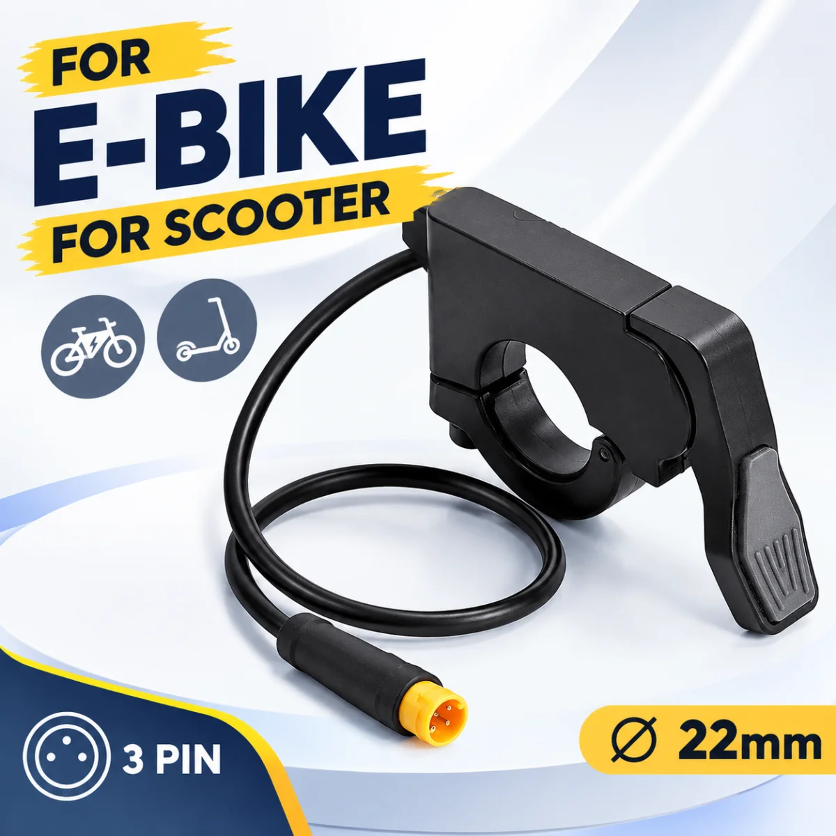 22mm Bar Thumb Throttle 3 Pin Left Right E Bike Scooter Accelerator Handle