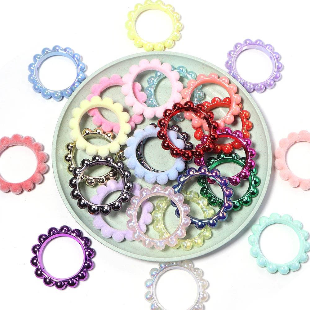 5pcs Acrylic plated UV color Round garland bead handmade DIY Mobile Phone Chain Keychain Accessories pen decoration Findings