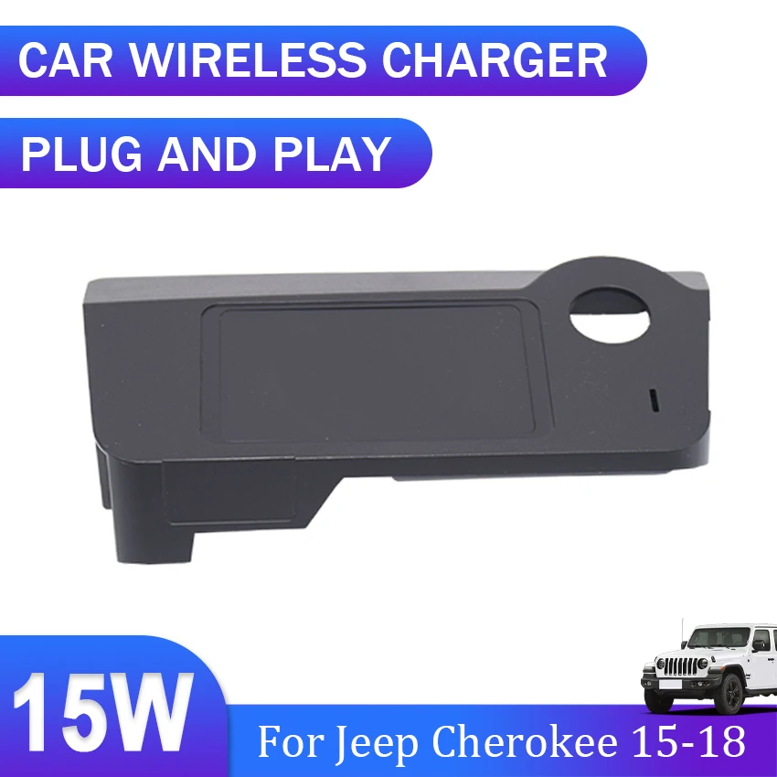 15W QI Car Wireless Charger for cordless charging panel cup holder quick charge pad For Jeep Cherokee 2015~2018,Car Accessories