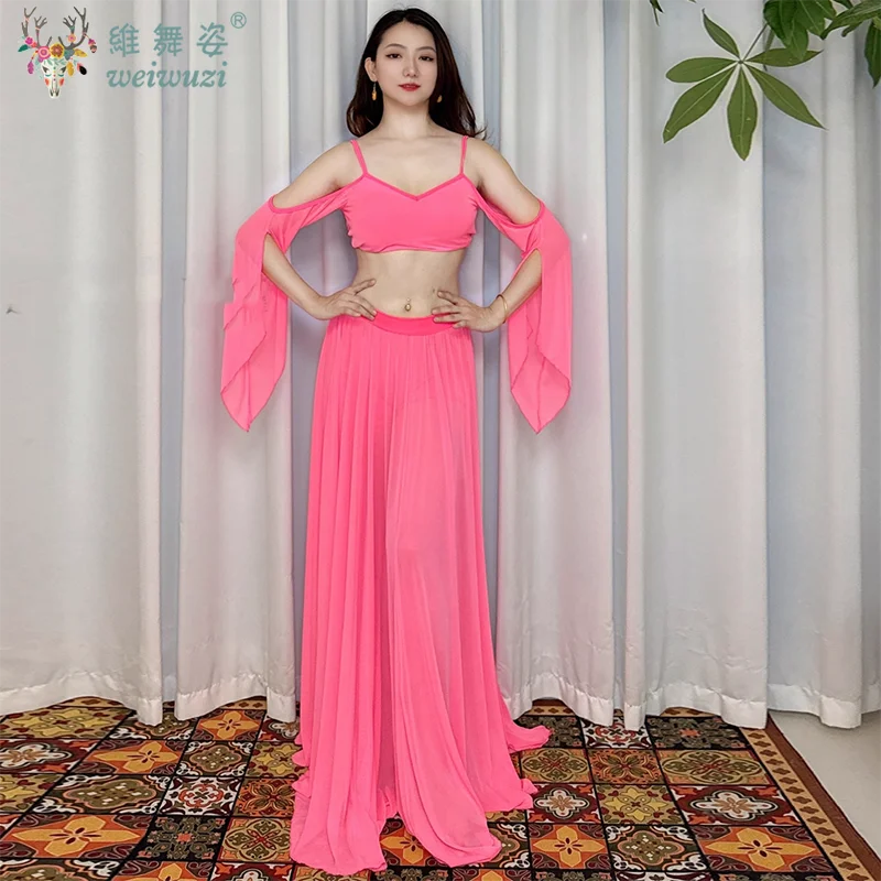 

Комплект костюмов для танца живота, комплект из юбки и топа, комплект из 2 предметов для взрослых женщин, сценический тренировочный комбинезон, костюм