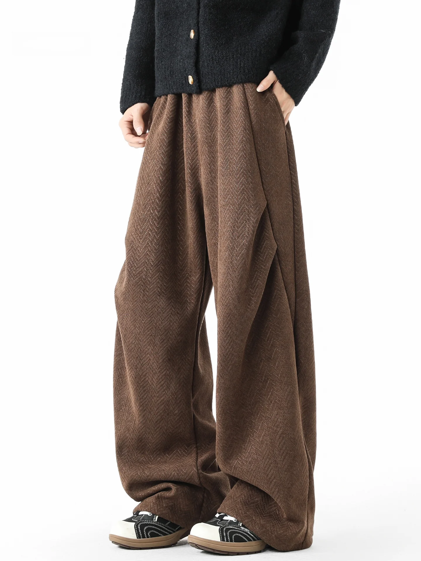 

Утепленные брюки прямого кроя с широкими штанинами на флисовой подкладке для мужчин, осенне-зимние теплые брюки-карго, повседневные брюки