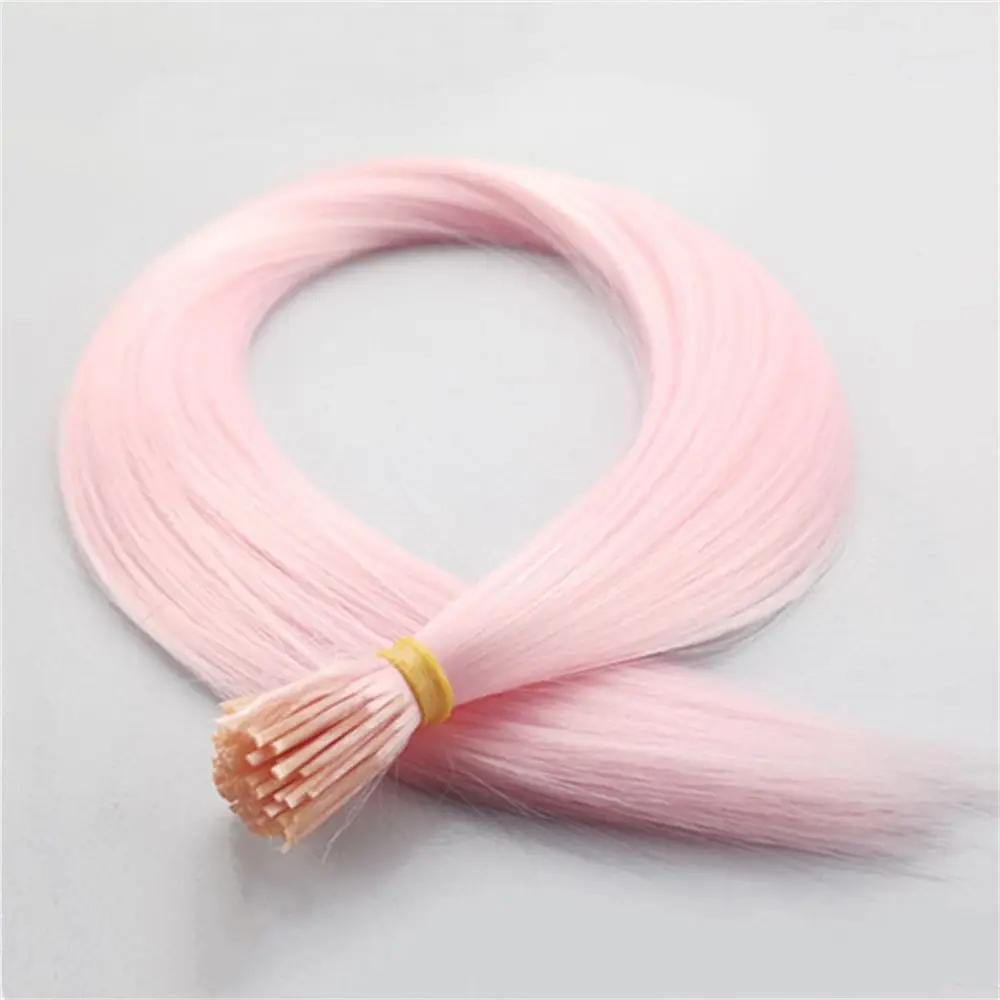 16Inch Colorful No Clips Wig Piece Hair Accessories Synthetic Hair I-tip Hairpiece Hair Extensions Fake Hair Pieces