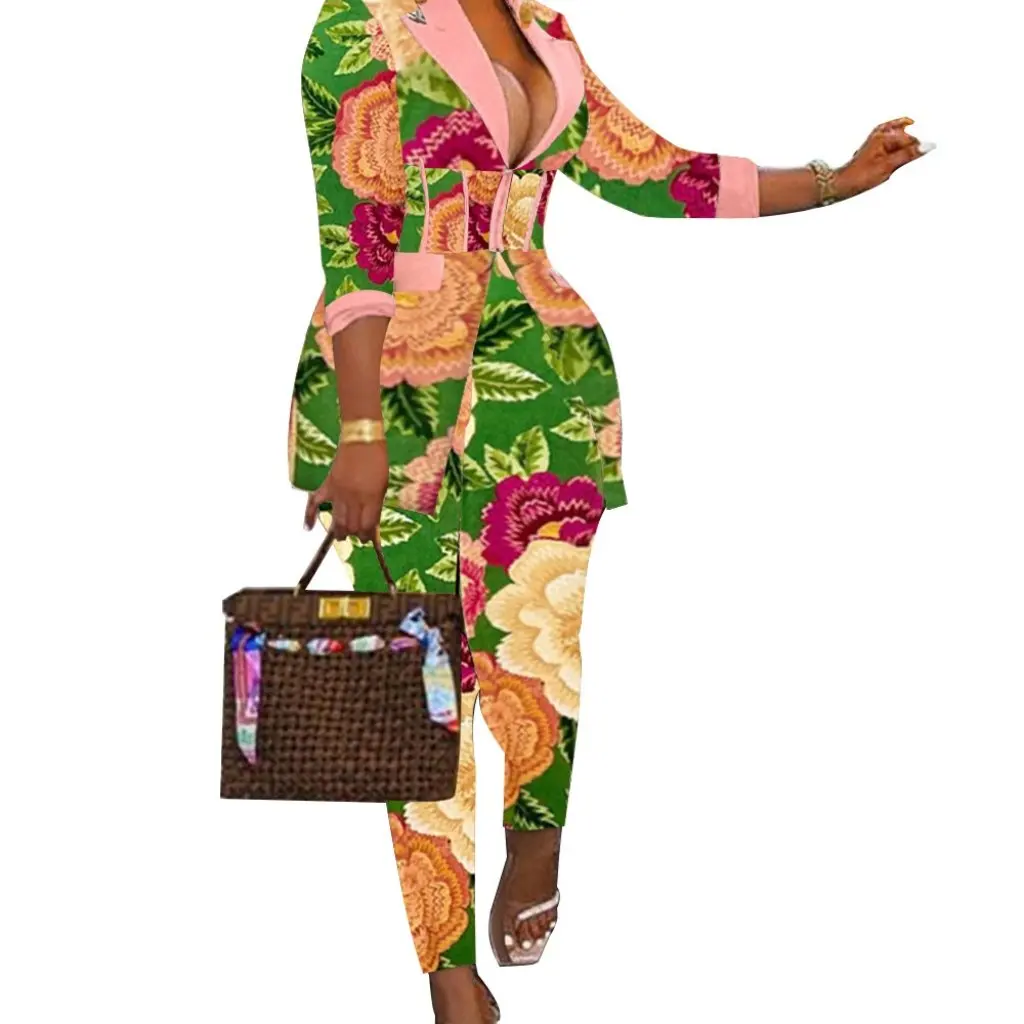 

K10400 Green Fruit Collar Suit European And US Style Two-Piece Set Wholesale New Women's Fashion Ensemble