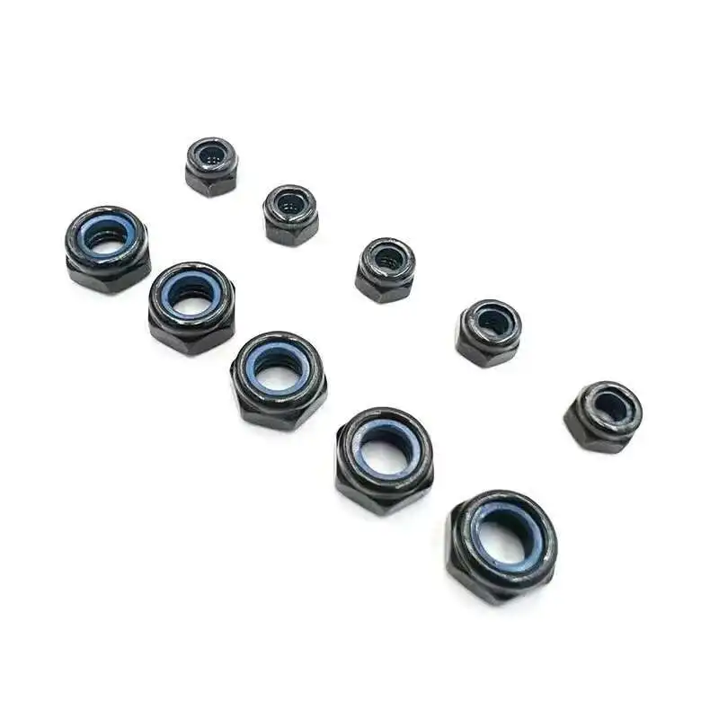 50pcs M2 M2.5 M3 M3.5 M4 M5 M6 304 Stainless Steel Black Steel Zinc-plated Hex Nylon Insert Lock Nut Self-locking Nylock Locknut