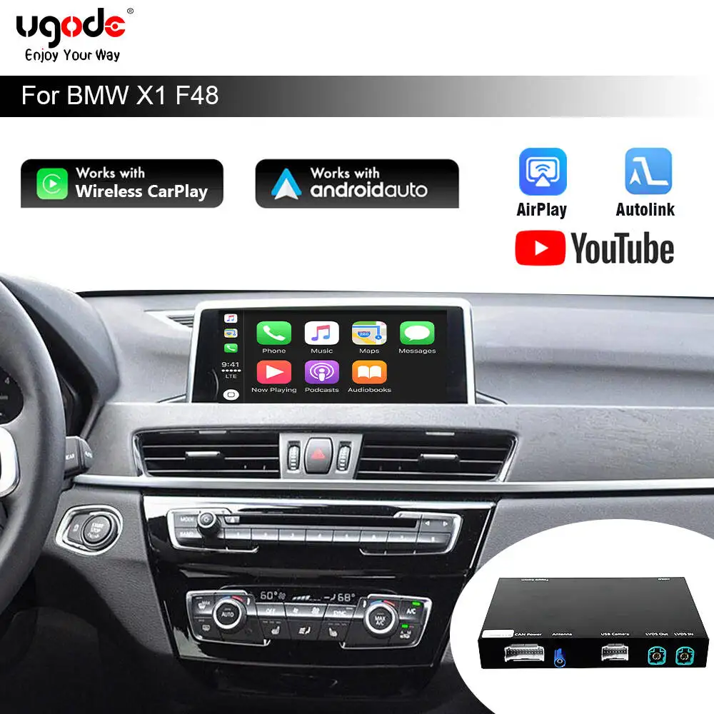 Ugode Wireless CarPlay Android Auto Decoder Box Keep OEM Control for BMW X1 F48 2015-2017 NBT 2018-2022 EVO MirrorLink AirPlay