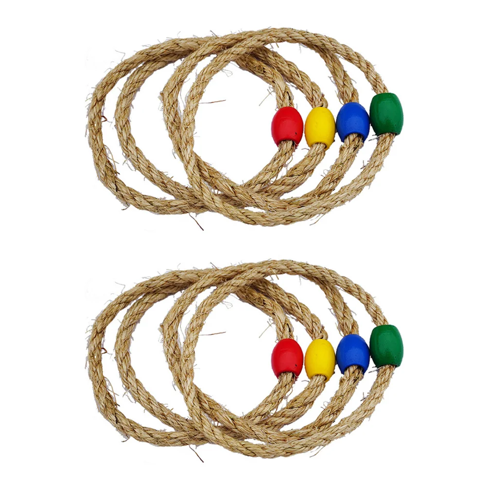 

8 PCS Natural Rope Ferrule Games for Company Party Children Tin Ring Toss Toy Rings Education Throwing Toys Outdoor