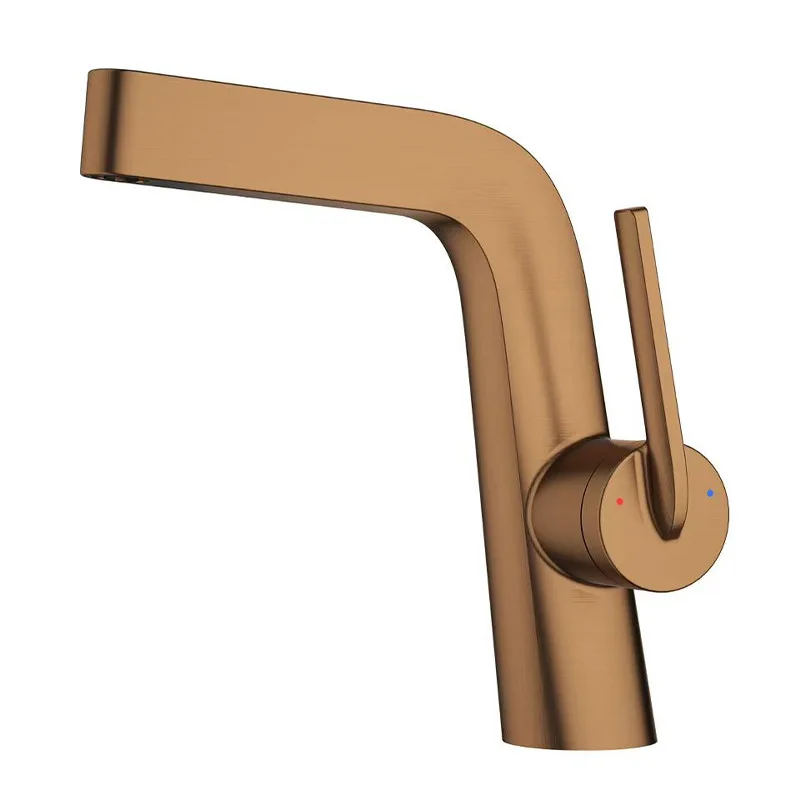 

Contemporary Bathroom Sink Faucet Deck Mount Single Hole Basin Sink Faucets One Handle Lavatory Hot and Cold Mixer Tap Rose Gold