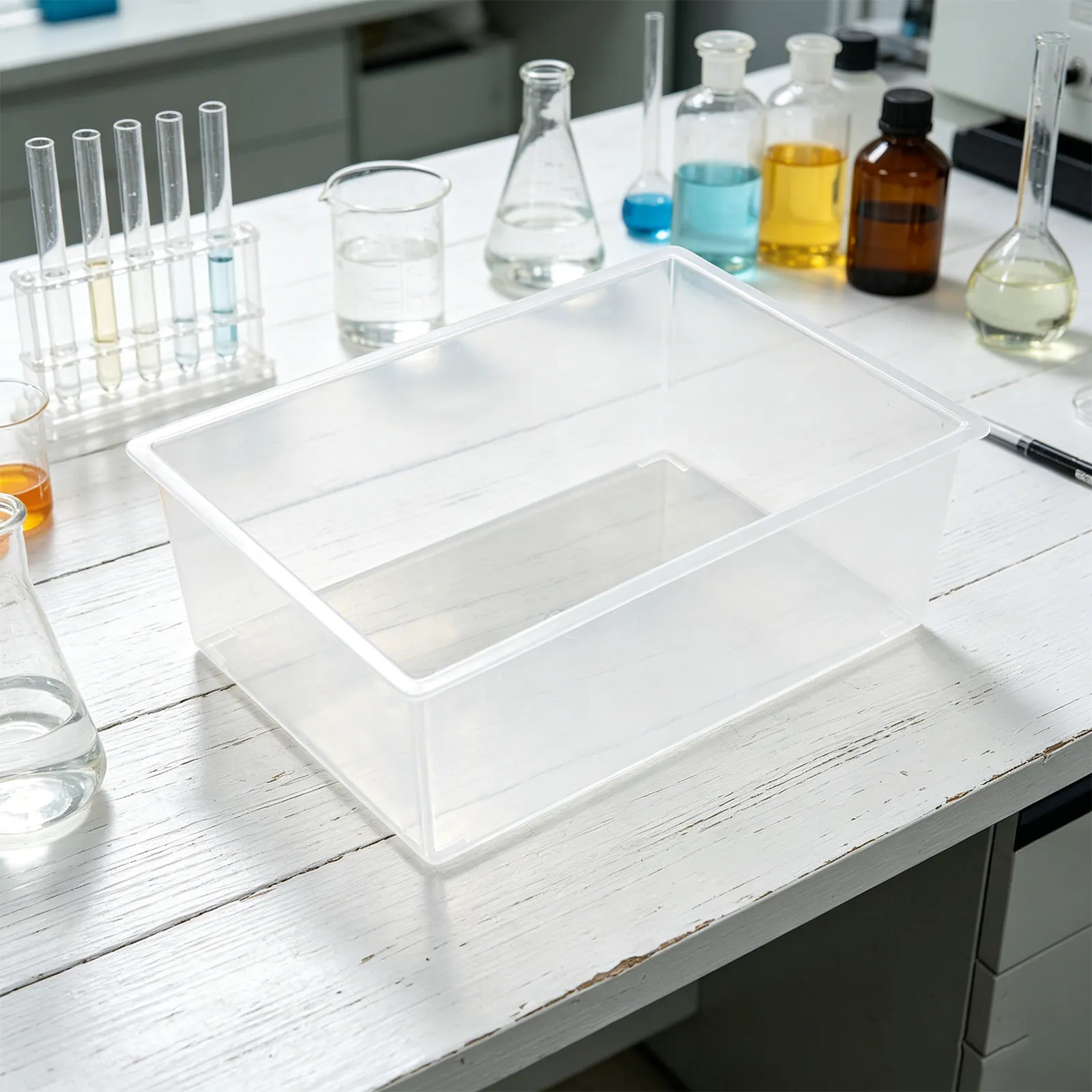 Thickened Transparent Plastic Basin for Scientific Labs Stable Non-Slip Basin for Experiment Tool Cleaning