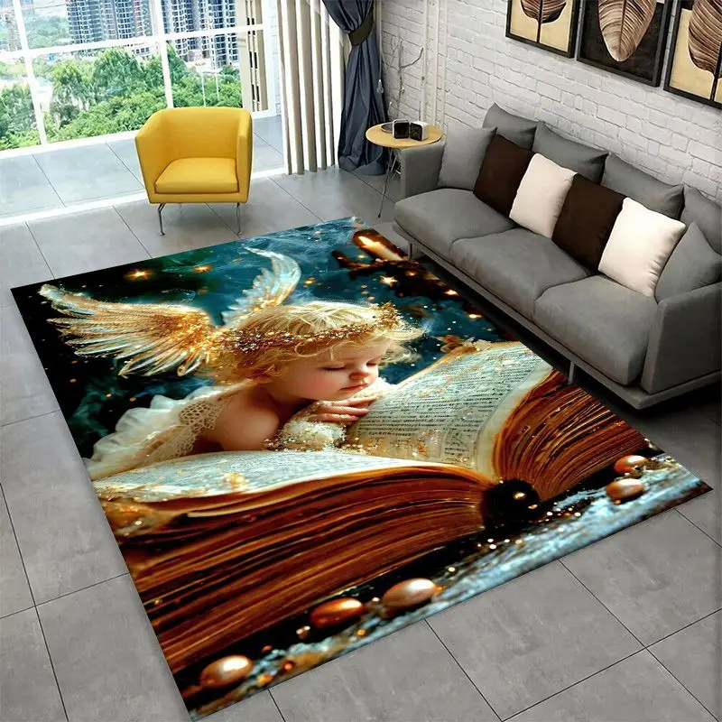 Belot Angel Cute Cupid Cartoon Large Area Rug Non-slip Durable Carpet for Bedroom Living Room Sofa Doormat Home Decor Floor Mat
