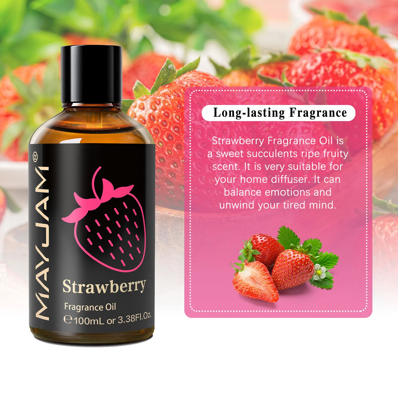 MAYJAM 100ml with Dropper Fruit Essential Oils Strawberry Watermelon Cherry Coconut Mango Fragrance Oil For Humidifier Diffuser