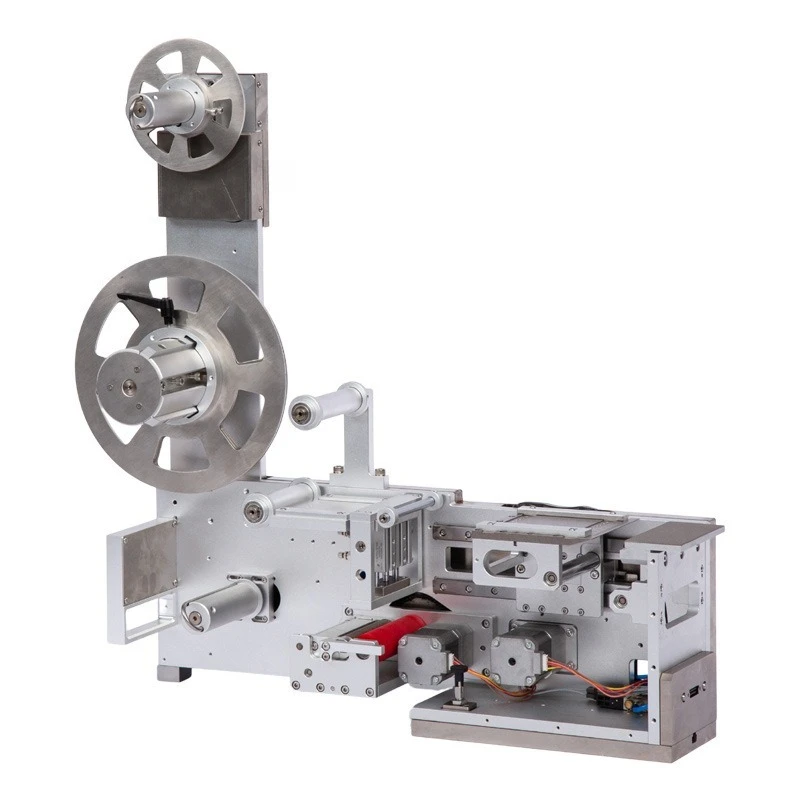 Retractable label feeder, retractable platform auxiliary material feeder peeling machine