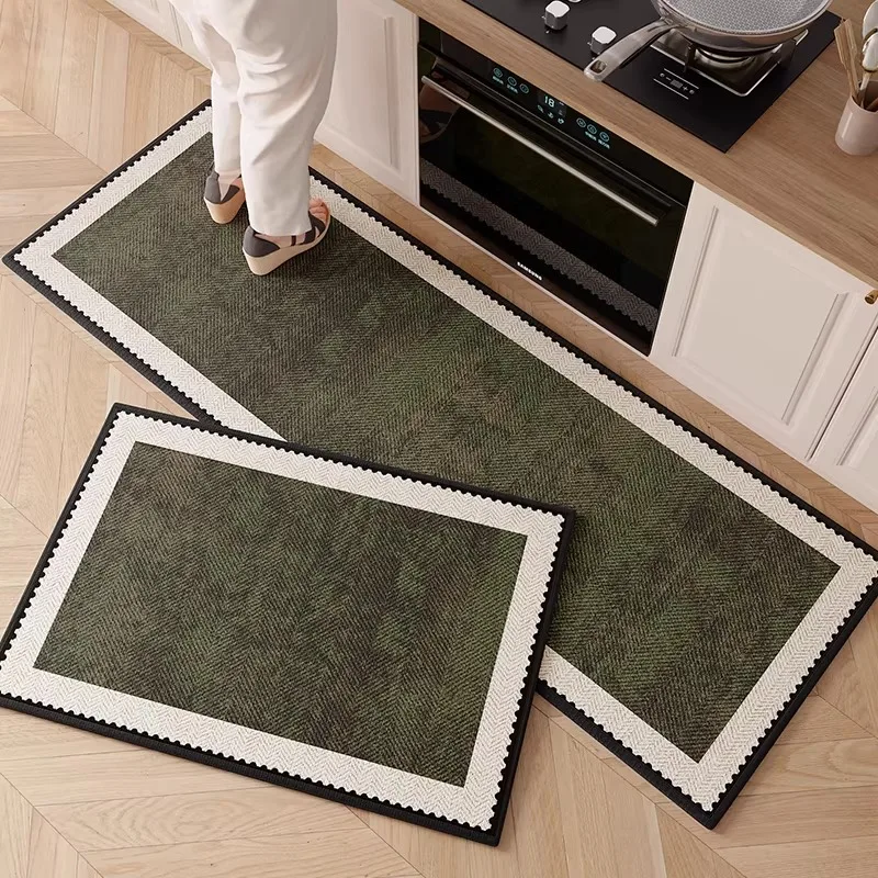 Kitchen Floor Mat Home Decoration Rug Anti-slip and Stain-resistant Carpet Soft Loop Velvet Material Special Foot Pads
