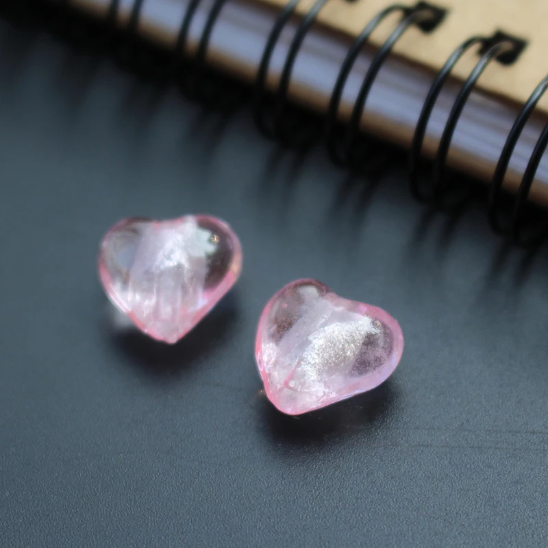 12mm Herzperlen, lampeffektveredelte Glasperlen, rot-rosa Mischung für Schmuckherstellung, Schmuckzubehör, weiße Accessoires, DIY Bijoux – Detail 9