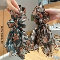 1/2Pcs Vintage Print Elegant Bow Hair Scrunchie Headwear Sweet Style Mesh Ponytail Clip Multifunctional Hair Ties Accessories