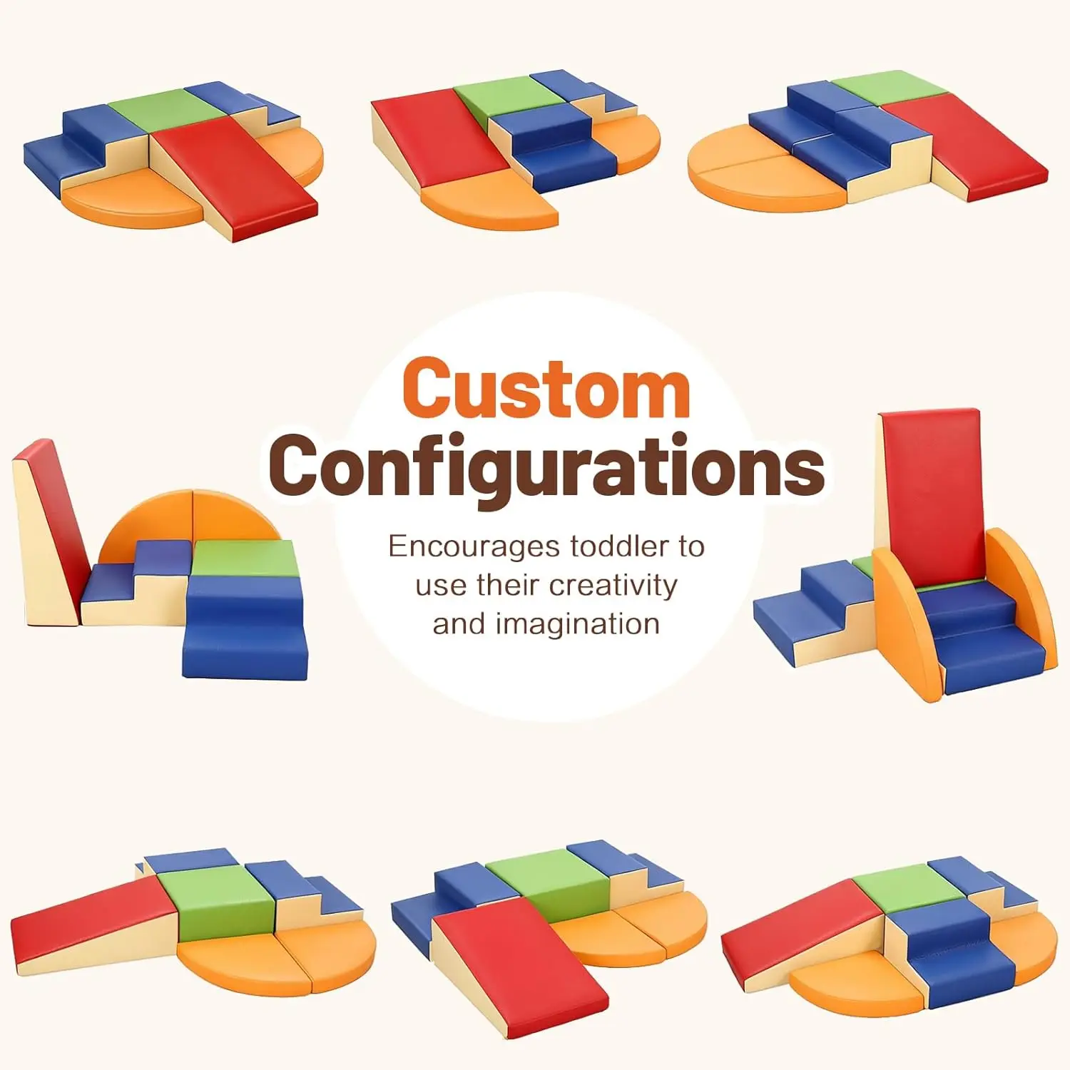 6-teilige Kletterblöcke aus weichem Schaumstoff für Kleinkinder, Indoor-Spiel-Fitnessstudio-Set mit Treppe und Rutsche