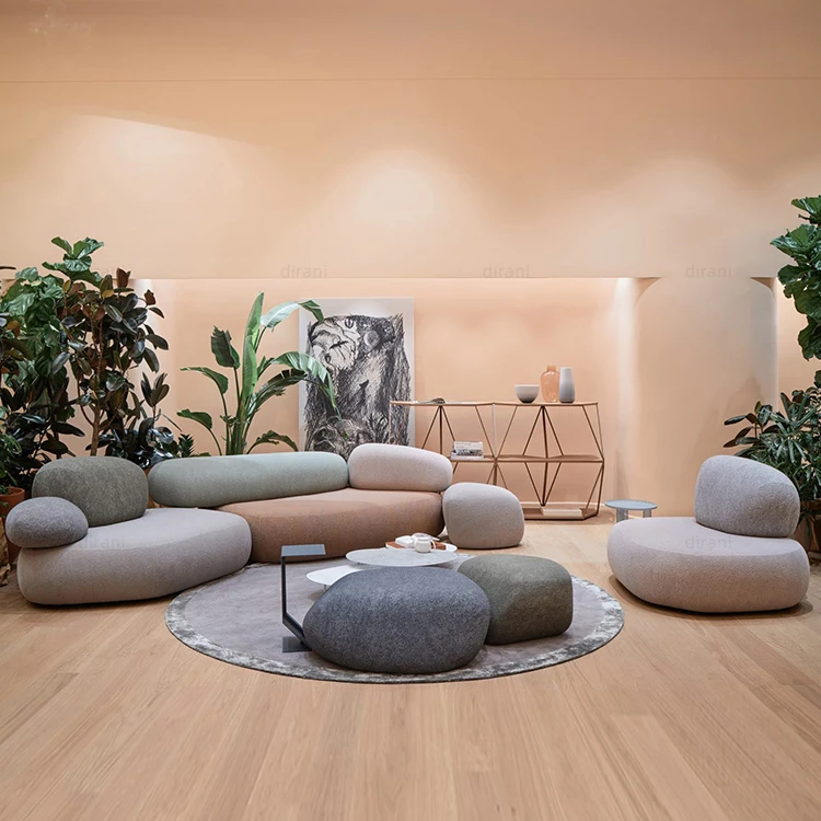

New Cobblestone Stone Nature Design Fabric Sofa Set Modular Sectional Moroso Pebble Rubble Furniture Sofa