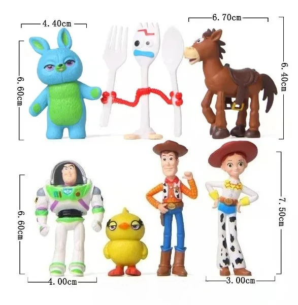¡Gran Oferta! Set de 7 Figuras de Acción de Toy Story 4 de Pixar: Woody, Jessie, Buzz Lightyear, Forky, Pig, Bear - Muñecos de Colección para Regalo de Cumpleaños Infantil