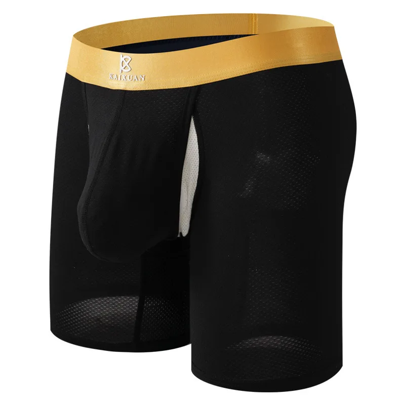 Men's Panties Sports Trunks Mesh Separate Pouch Bulge Underpants Summer Breathable Ice Silk Knickers Quick-Drying Underwear - Image 4