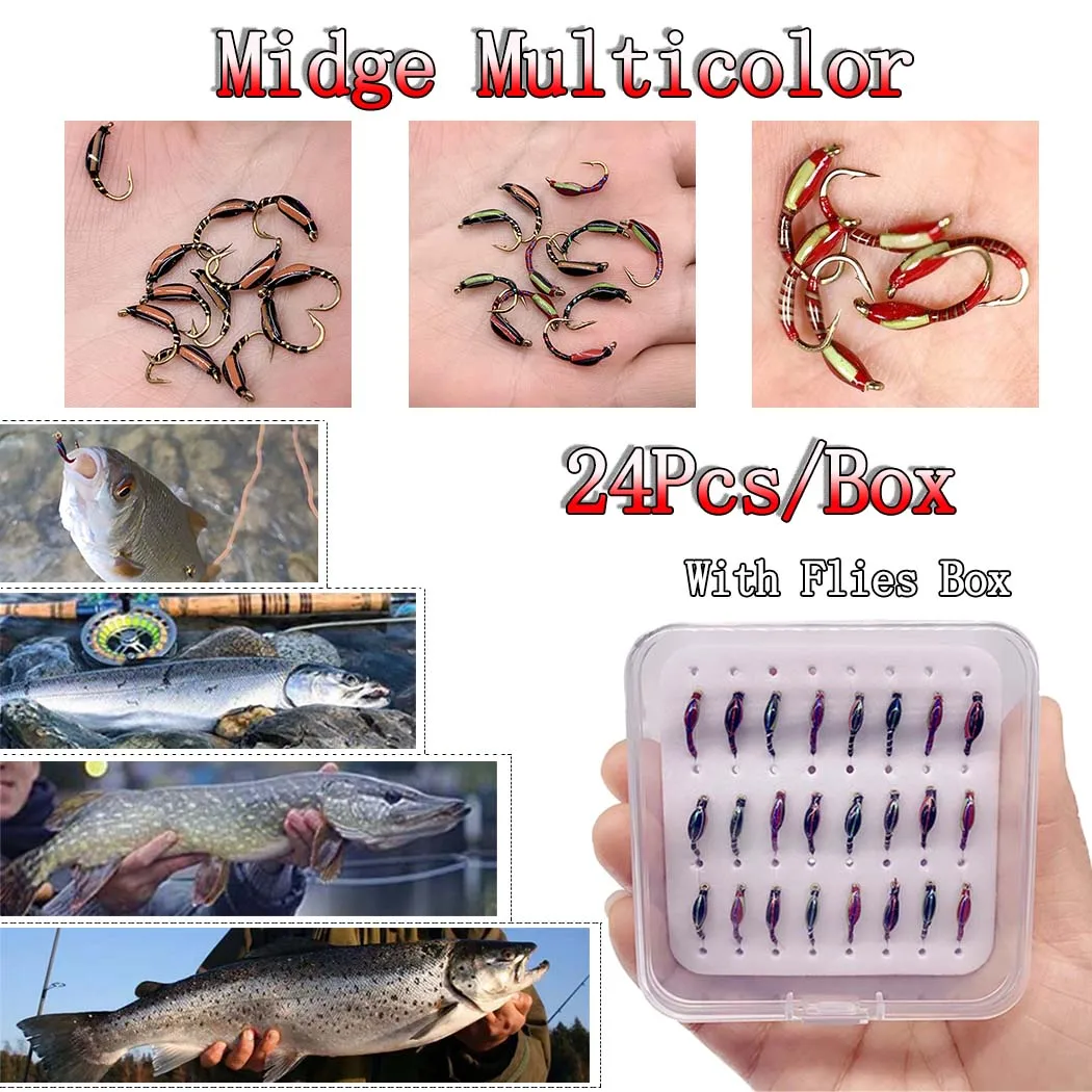 

24Pcs/Box Assorted Epoxy Nymph Fly Fishing For Trout Bluegill Sunfish Fish Fishing Bait