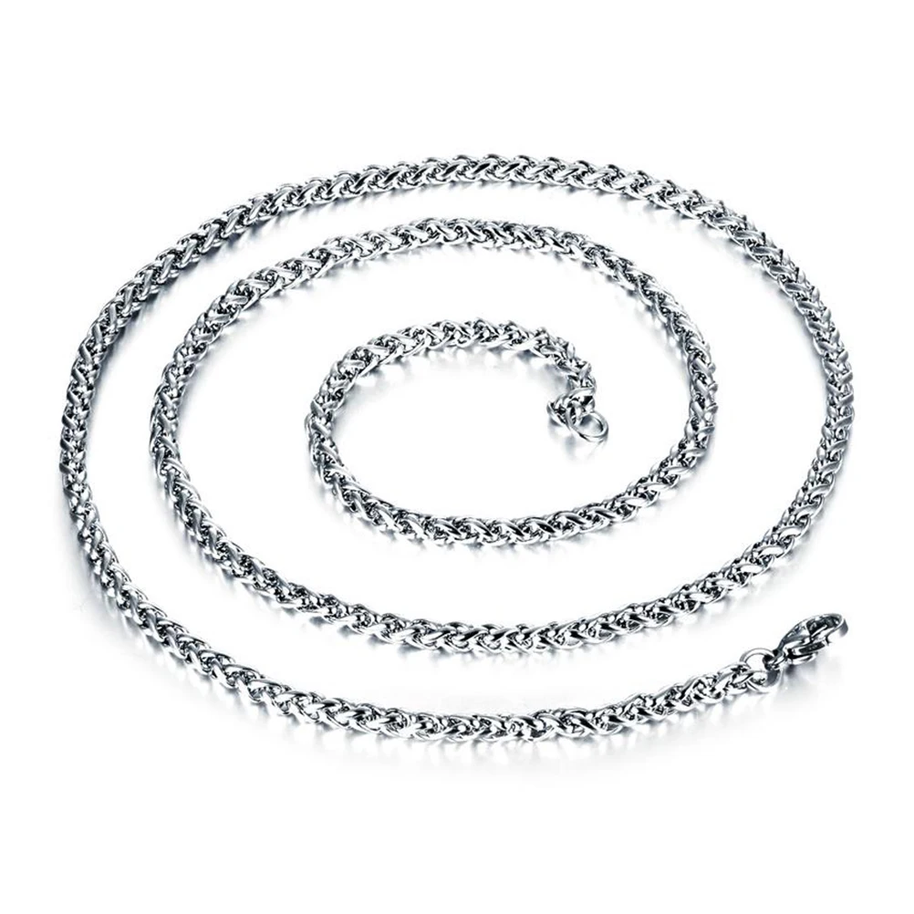 

3Mm Men'S Titanium Steel Necklace Silver Durable Lightweight Hypoallergenic Non Tarnish Unique Decoration 60Cm For Men Titanium