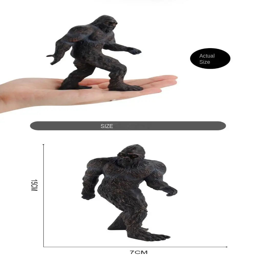 PVC Bigfoot Statue Exquisite 5.9inch Black Brown Primitive Animal Tabletop Decorations Indoor Desk Decoration Gift Office
