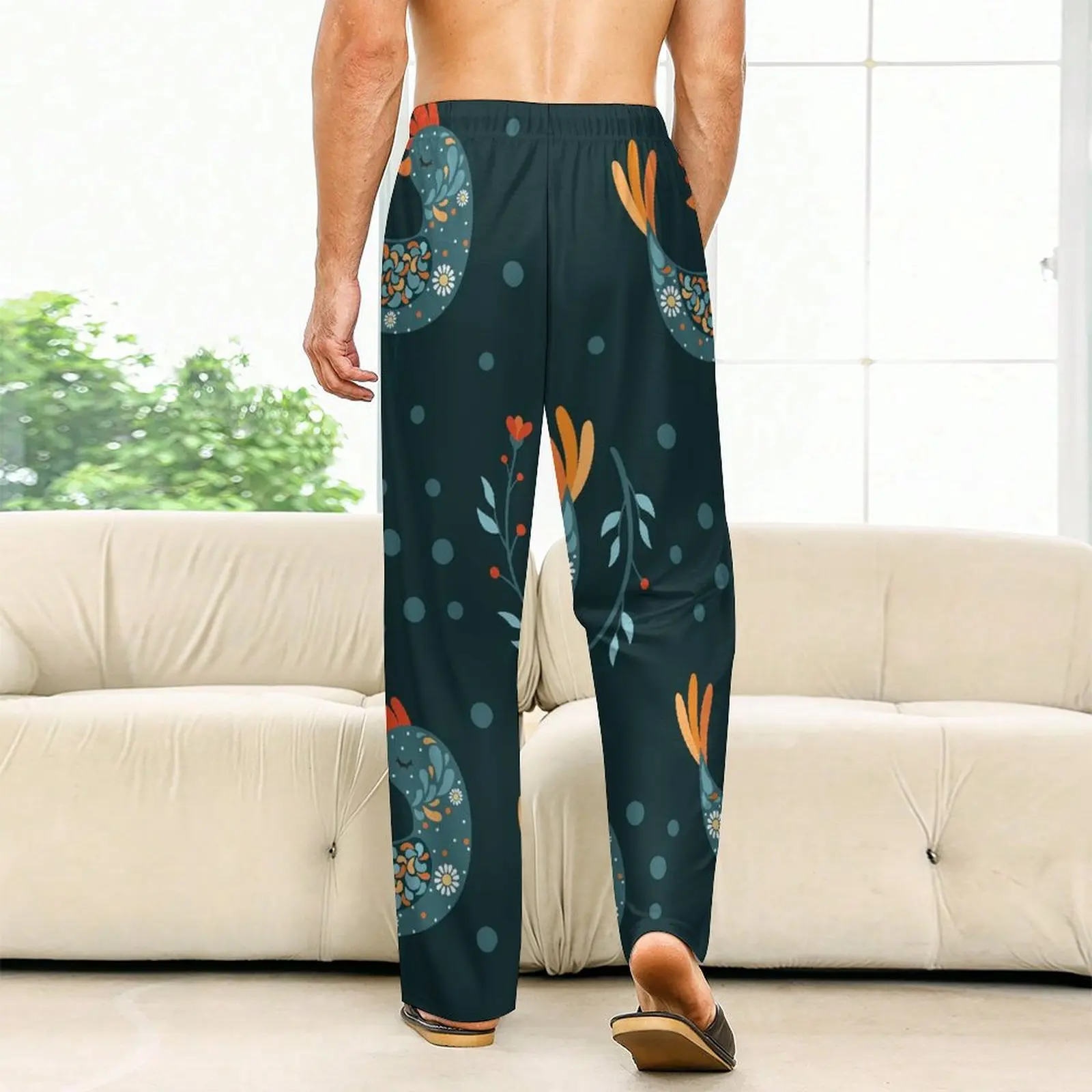 Chickens Rooster Cute Pajama Pants Mens Womens Lounge Pants Super Soft Unisex Sleep Pajama Bottoms with Pockets Drawstring