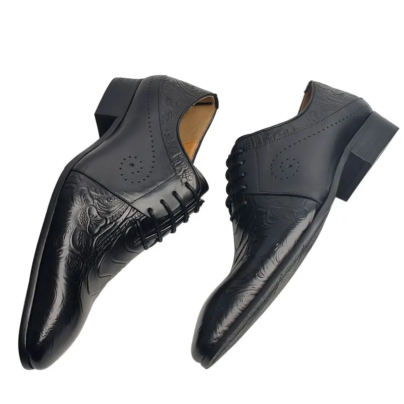 Italian Style Premium Men's Dress Shoes Quality Real Leather Luxury Carved Oxfords Lace-up Leather Men Shoes China Factory Whole