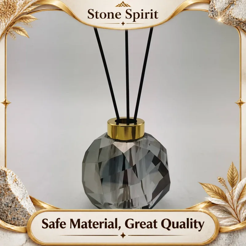 Geometric Diamond Shaped Crystal Glass Aromatherapy Bottle, Soap Dispenser, Bathroom Accessories, Shampoo Dispensing Container
