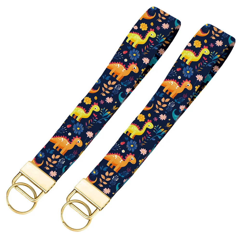 2pcs Wristlet Strap- Cute Fabric Keychain Wrist Lanyard Carabiner For Women Girl Key Chain Wristlet Holder