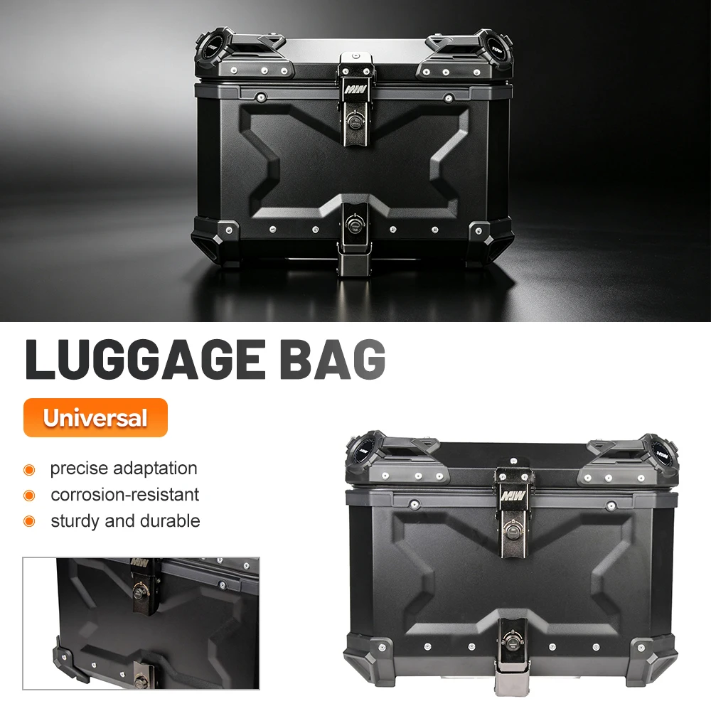 45/55L 3-Sided X-Pattern Aluminum Motorcycle Rear Seat Tail Box Universal Scooter E-Bike Storage Luggage Trunk