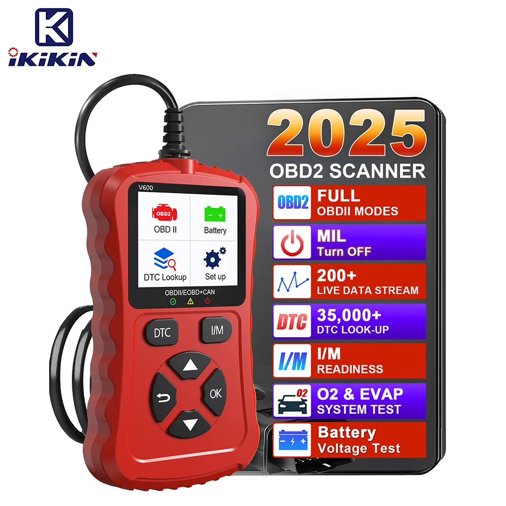 Red V600 OBD2/EOBD Diagnostic Tool 12V Plug & Play Can Code Scanner for Cars New Car Diagnostic Tools