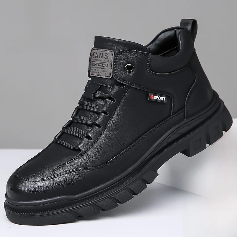 

Мужские осенне-зимние новые повседневные ботинки из натуральной кожи, высокие рабочие ботинки, универсальные и модные