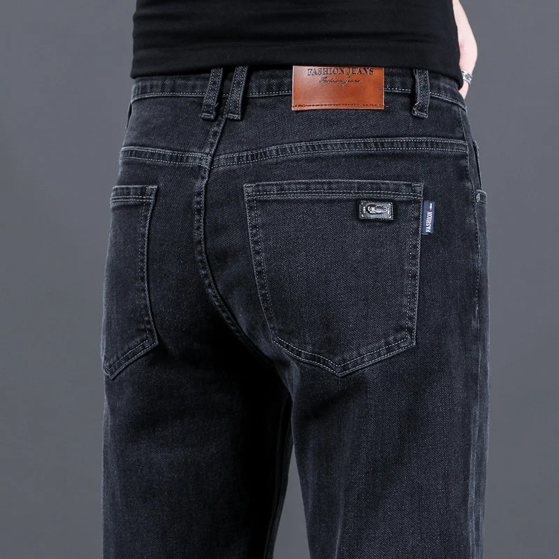 Elastic Casual Jeans Men's Large Size Loose Straight Leg Work Pants Spring Autumn Wear Resistant Labor Protection Pants