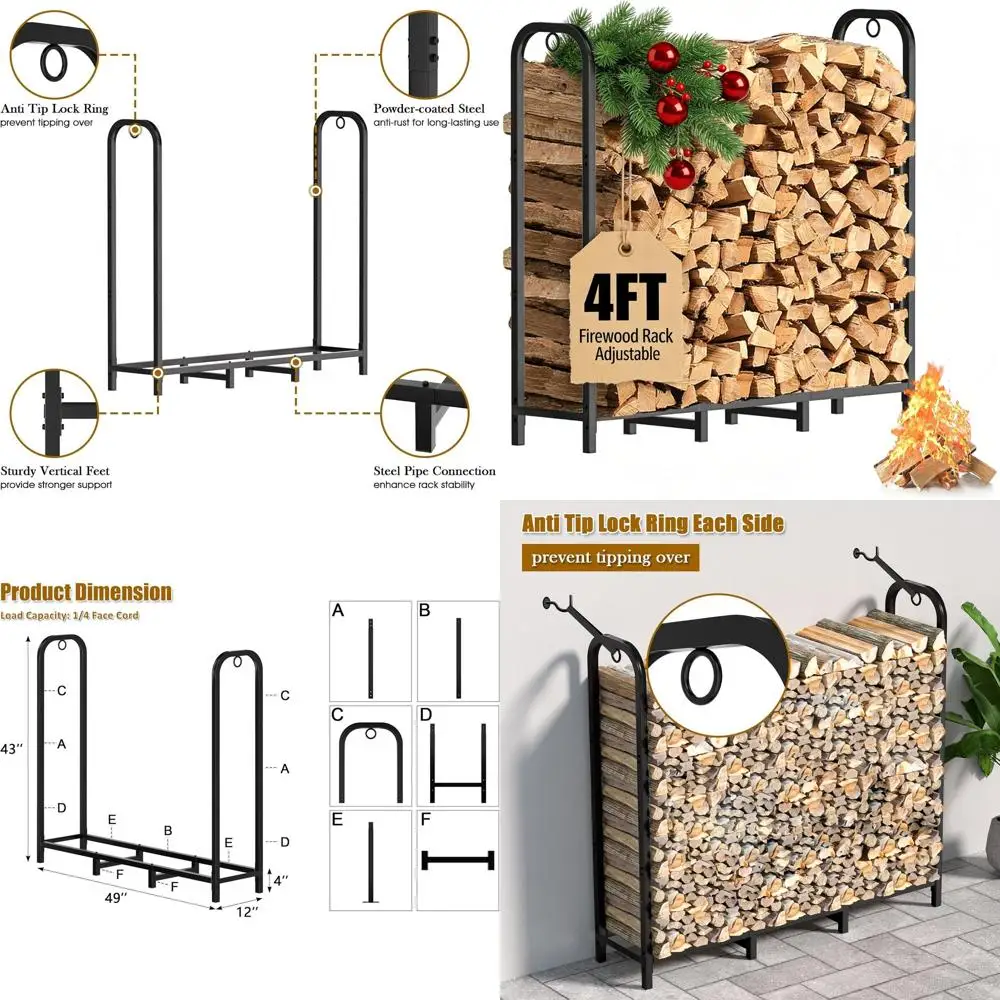 

Gtongoko 4t Heavy Duty Metal irewood Rack Outdoor Indoor ire Wood Holder Rack or ireplace, Log Racks or irewood Outdoor, Wood Pi