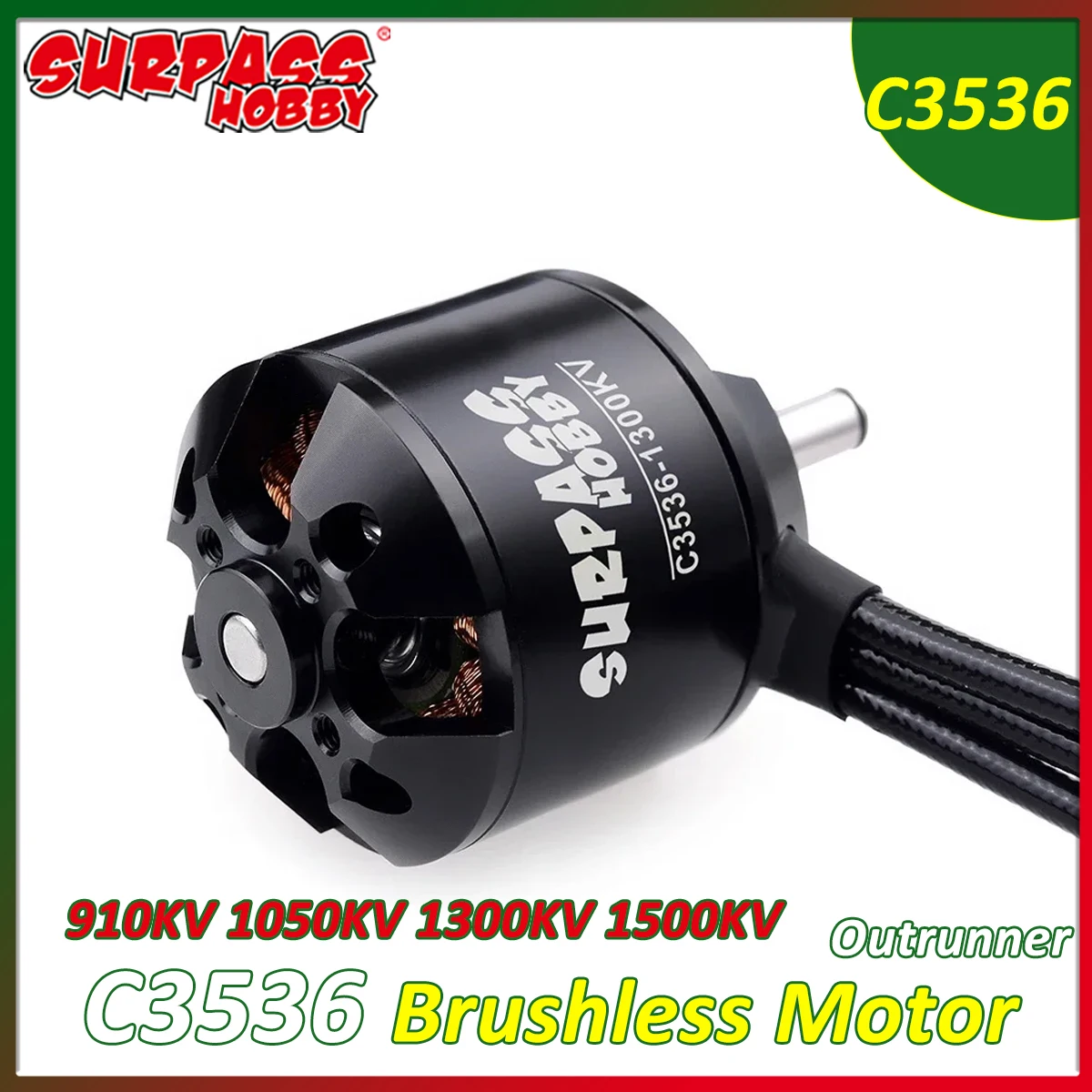 Surpass Hobby C3536 910KV 1050KV 1300KV 1500KV Brushless Motor Outrunner for RC Fixed-wing Plane Quadcopter Drone Model Toy Part