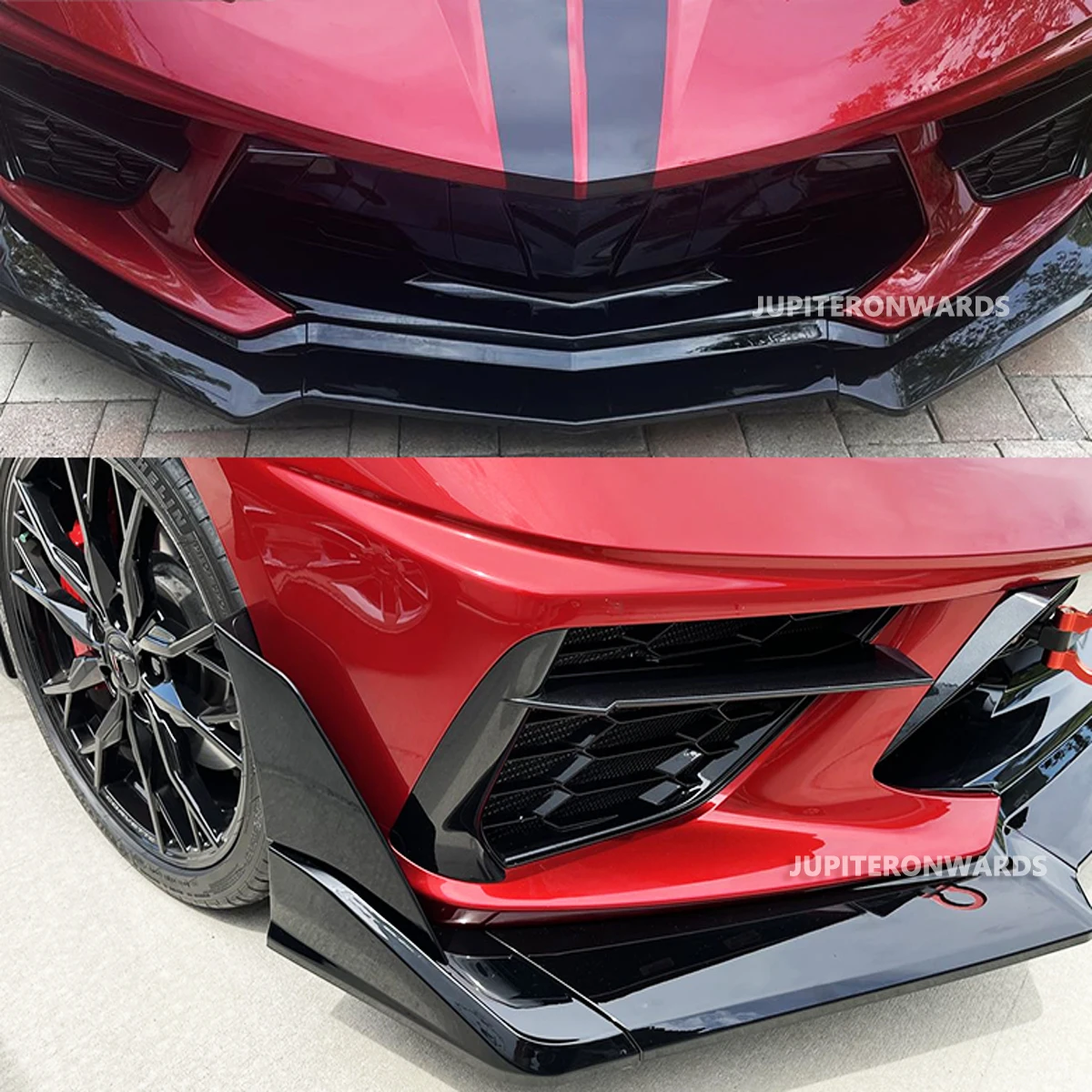 

Magickit Front Bumper for Chevrolet Corvette C8 2-Door ZL1 Style 2020 2021 2022 2023 2024 Front Splitter Lip & Side Winglets