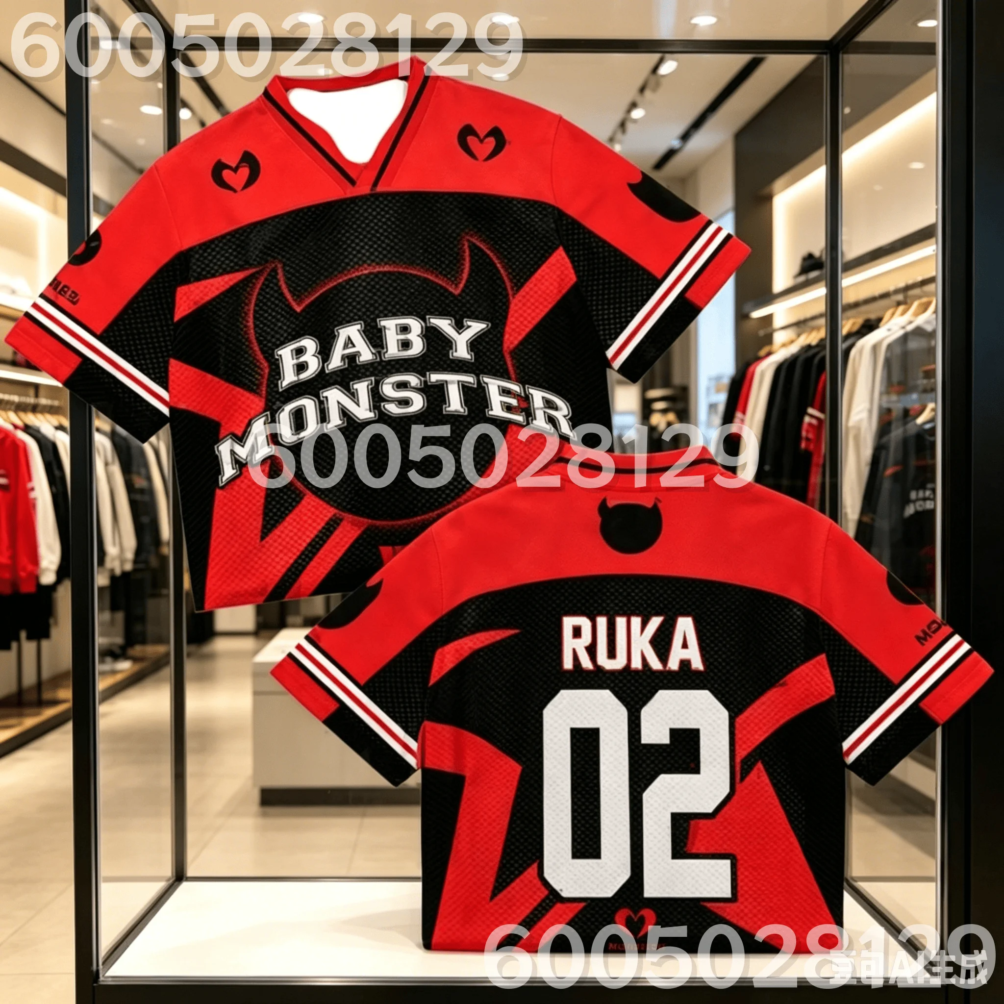 New Concert and Album Vibe Jerseys Limited KPOP Fans Merch Red Black Little Devil Pattern Short Sleeve Tops Family Kids Tees