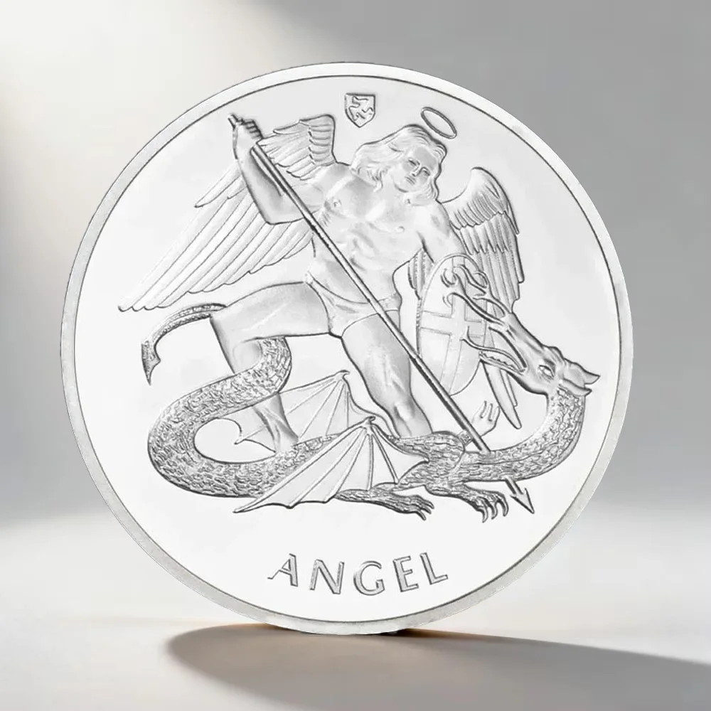 Archangel Michael Silvery Plated Souvenir Coin Queen of The United Kingdom Commemorative Coin Home Decoration