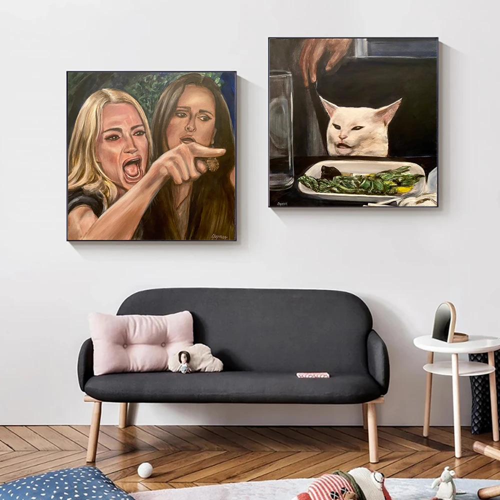 

Woman Yelling at the Cat Meme Two Separate From The Famous Meme Print Poster Painting Abstract Cuadros Decorativos