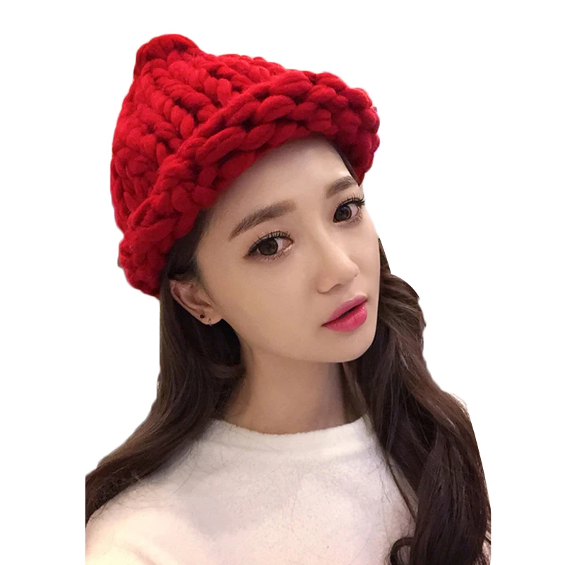 Hot Winter Big Real Fur Pompoms Knitted Beanies Caps New Thick Warm Knit Hats For Girls Women Boy and Child Hat Men
