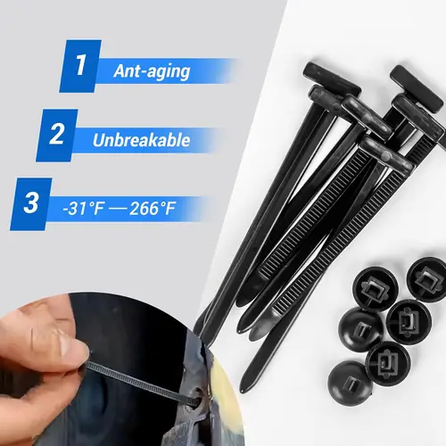 Imagen 2 del producto Juego de 1000-100 bridas universales de nailon autoblocantes, bridas de cremallera de alta resistencia con pasador y botón, correa de sujeción para reparación diaria de coche